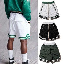 Men's Shorts Mens waist sports shorts gym fitness basketball running loose pants jogger side back zipper pockets mens sportswear bottom J240510