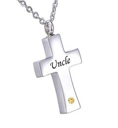Fashion jewelry Cross Urn Necklace For Ashes Keepsake uncle Memorial Pendant Stainless Steel Cremation Jewelry2994581