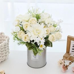 Decorative Flowers 1 Pc Dahlia Little Roses Combination Artificial For Wedding Arch Christmas Accessories Home Decoration Pography Props