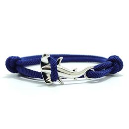 Charm Bracelets Simple Style Marine String Shark Bracelet For Men Double Layer Sliding Adjustable Nautical Rope Braslet Beach Accessories Hombre Y240510