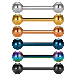6PCS Tongue Rings Colourful Barbell Body Piercing Jewellery 12mm 14mm 16mm 18mm 240429