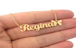 Customized Name Necklace Personalized Silver Gold Rose Choker Necklace Women Men Bridesmaid Gift Ketting Christmas Jewelry BFF8871189