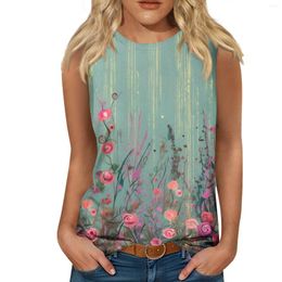Women's Tanks Crop Top Women Unique Casual Print Vest Sleeveless Round Neck Summer Shirts Sexy Ropa Mujer Juvenil