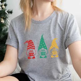 Women's T-Shirt Y2k Aesthetic Summer Loose T-shirt Christmas Ho Tops Cotton Festival Outfit T Dwarf Shirts Popular Santa Gnomes Shirt Y240509