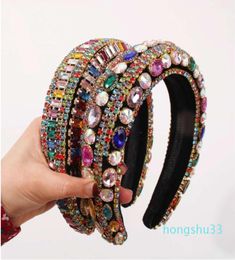 Luxury Full Crystal Hairbands Womens Hair Accessories Baroque Padded Head Band Colorful Rhinestone Headband Princess Headdress9420664