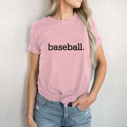 Women's T Shirts T-Shirts For Women Tees Plus Size Casual Simple Baseball Letter Printed Round Neck Short Sleeved Shirt Summer Clothes