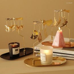 Candle Holders Hanging Rotary Christmas Tree Elk Fairy Moon Holder Decoration Elegant Happy Year Ornament Gifts