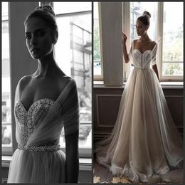 elihav sasson crystal beach arabic wedding dresses sweetheart pearls aline tulle bridal dresses sexy wedding gowns 213J