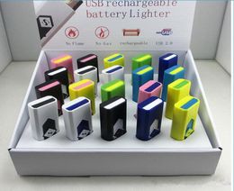 Cigarette Lighters USB Rechargeable Battery s Lighter Windproof Flameless No Gas Fuel ABS Flame Retardant Plastic DHL2508210