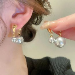 Dangle Earrings Asymmetrical Grey Round Pearl Drop For Women Light Luxury Sweet Versatile Party Jewellery