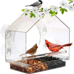 Feeding 1PCS Acrylic Transparent Bird Squirrel Feeder Tray House Window Suction Cup Tool