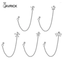Stud Earrings Zircon Flower Piercing Studs Tassels Chain Drop Dangle Cartilage Tragus Climbers Earring Double