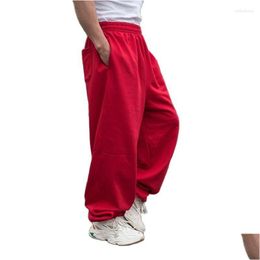 Mens Pants Premium Hiphop Harem Joggers Men Casual Loose Baggy Sweatpants Steretwear Trousers Wide Leg Oversize Trackpants Clothes Dro Dhi3B