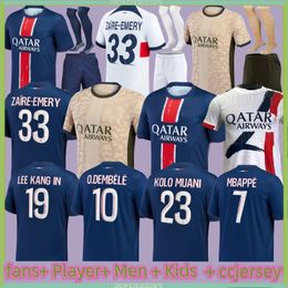 2024 2025 Maillot de foot Mbappe Maglie da calcio KOLO MUANI O.DEMBELE ASENSIO HAKIMI UGARTE SCHITTA CALCAGNA 24 25 Hommes Enfants Men Kit Kit Lee Kang in SPSG Quarto lontano in trasferta