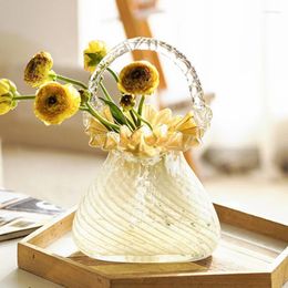 Vases High-grade Exquisite Luxury Glass Handbag Bag Vase Basket Living Room Home Soft Decoration Flower Arrangement Ornaments