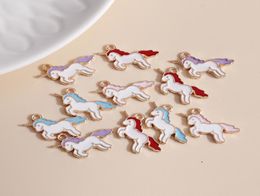 10pcs 2017mm Enamel Lucky Unicorn Charms for Necklaces Pendants Earrings DIY Colorful Animal Charms Jewelry Accessories Making4131978