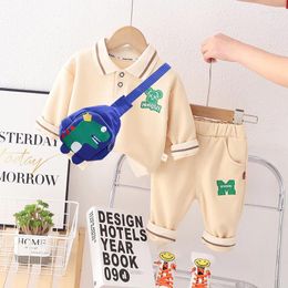 Clothing Sets 2024 Spring Autumn Boys Girls Set Embroidery Long Sleeve Pullover Sweater Pants Cartoon Bag Fashion Sport Kids Suit 1 2 3 4 5Y