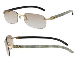 Fashion Mens T8100624 Sunglasses Rimless White Inside Black Buffalo Horn Glasses Driving Man Woman Frames Eyeglasses 18k Gold Fram9389055