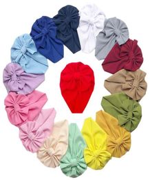 Bows Knot Newborn Hat Baby Infant Cloth Soft Hedging Hood Beanie Solid Color Hats Girl Pullover Cap GWC58307867245