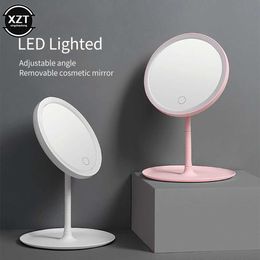 Compact Mirrors USB dormitory portable desktop vanity mirror with LED makeup adjustable smart touch dimmer Q240509