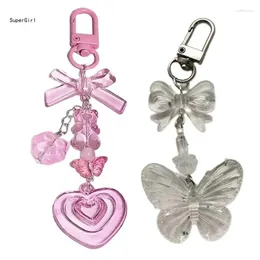 Keychains Bowknot Heart Keychain For Phone Bag Aesthetic And Delicate Pendant Keyrings Accessories Gifts Friend & Women