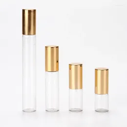 Storage Bottles 10ML Clear Long Tube Roll On Essential Oil Empty Bottle Glass Perfume 100pcs/lot