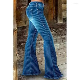 Women's Jeans Women's Pants 2024 Spring/Summer Fashion Casual Wear Mid Rise Striped Flare Commuting Style