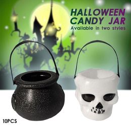 10PCSLot Halloween Candy Pot Halloween Cauldron Novelty Halloween Bucket Ornament Skull Witch Toy Purposed Party Decor dsf04184399216