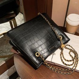 Bag Crocodile Pattern Large Bucket 2024 High Quality PU Leather Women's Designer Handbag Chain Shoulder Messenger
