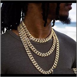 Pendant Pendants Jewellery Drop Delivery 2021 Karopel Iced Out Bling Rhinestone Gold Sier Miami Cuban Link Chain Necklaces Diamond Mens H 2748