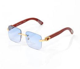 Brand Mens Designer Sunglasses for Women Vintage Luxury Square Blue UV Rimless Buffalo Horn Rectangle UV400 Sports Oversized Panth4484777