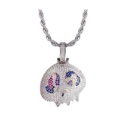 Iced Out Chain 18K Gold Plated Fully Zirconia Simulated Diamond Ghost Skull Hip Hop Pendent Necklace for Men Women1942287