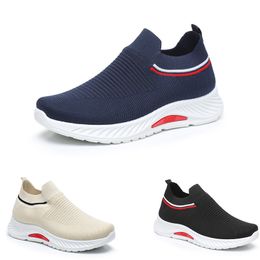 Free Shipping Men Women Running Shoes Anti-Slip Breathable Slip-On Soft Mesh Solid Blue Black Cream Mens Trainers Sport Sneakers GAI