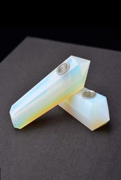 Whole Raw Natural White Opal Crystal Smoking Pipe Rock Stone Quartz Point Obelisk Hexagonal Wand Tobacco Cigarette Holder Smok6143134