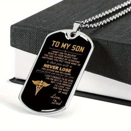Pendant Necklaces Stainless Steel Text Print Dog Tag Necklace Anniversary Graduation Party Birthday Gifts To Son From Dad