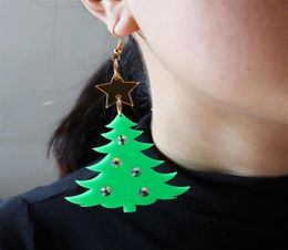 2021 Christmas New Glitter Acrylic Christmas Trees Large Drop Earrings for Women Trendy Jewellery Fashion Accessories302t1825093