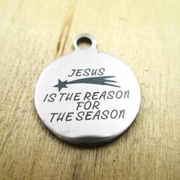 Pendant Necklaces 20pcs/lot-jesus Is The Reason For Season Stainless Steel Charms - Laser Engraved Customised DIY Pendants