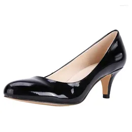 Dress Shoes Women Pumps Patent Leather 5cm Low High Heels Stilettos Sexy Pointed Toe Office Lady Court Spring Large Size 42