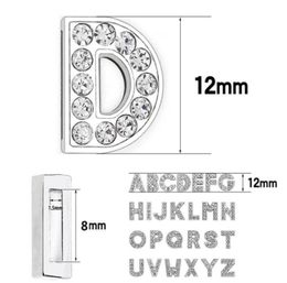 1300pclot 8mm bling Slide letter AZ silver color diy charms full rhinestones English alphabet fit for 8MM leather wristband keyc6472149