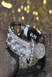 Whole Infinity Brand New 2019 Luxury Jewelry 925 Sterling Silver White Clear Topaz CZ Diamond Key Ring Women Wedding Vintage 4089176