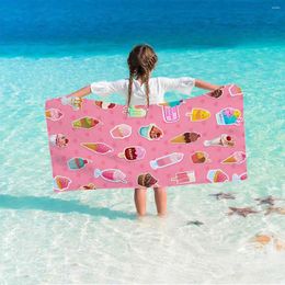 Towel 1PC 80x150cm Cartoon Girl Pink Delicious Ice Cream Ultra-fine Fibre Beach Quick-drying And Highly Absorbent Wrap