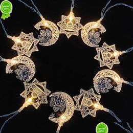 Other Event Party Supplies New Ramadan Decoration Led String Lights Moon Star Light Kareem Decor Eid Mubarak Gift Al-Fitr Festival P Dhznb