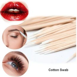 NEW 100pcs Wood Cotton Swab Eyelash Extension Tools Medical Ear Care Cleaning Wood Sticks Cosmetic Cotton Swab Cotton Buds Tipfor medical ear cotton buds