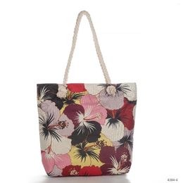 Bag Women Cartoon Canvas Tote Ladies Flower Printing Shopping Bags Simple Eco Cloth Handbags Messenger
