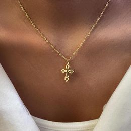 Pendant Necklaces Stainless Steel Vintage Cross Pendants Chain Choker Jewellery Fashion Necklace For Women Jewelry Goth Party Gifts