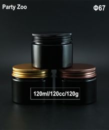 4OZ Empty Black PET Cosmetics Cream Wide Mouth Container With Gold Aluminum Screw Lid 120ml Cosmetic Powder Bottle Jar5342790