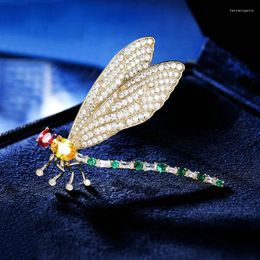 Brooches SINZRY Colour Cubic Zircon Dragonfly Insect Brooch Pin Lady Dress Jewellery Accessories