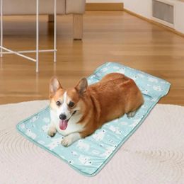 Waterproof Auto Cooling Gel Blanket Multifunctional Dog Mat Washable Ice Silk Cold Pad Multifunctional Dog Mat Cat Dog Cooling 240423