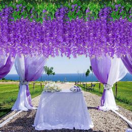 Decorative Flowers 12PCS Artificial Flower Vines Simulation Bean Wisteria Long String Of Plant Wedding Decoration Ceiling