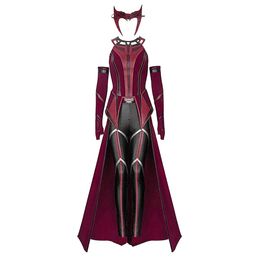 Female Wanda Maximoff Cosplay Costume Scarlet Witch Headwear Cloak and Pants Full Set Outfit